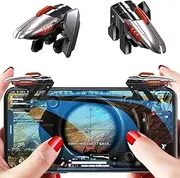 Rakizbe PUBG Mobile Game Triggers, 4 Triggers [6 Finger Operation] High Sensitive Shoot Aim Gaming Controller Gamepad Grip Joysticks Buttons