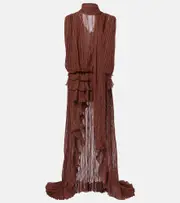 [Blumarine] Blumarine Plissé silk chiffon gown AU 10 brown