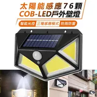 在飛比找momo購物網優惠-【台灣霓虹】太陽能感應76顆COB-LED戶外壁燈