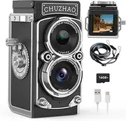 Mini Vintage Camera, Portable Retro Twin-Lens Reflex Style Digital Camera with 16GB Card, 12MP Photos, Autofocus, 1080P FHD Video, 1000mAh Battery and Dual Filters, Perfect for Kids, Teens and Adults