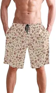[XYMZR] Men's Swim Trunks Floral Pattern Bird Quick-Dry Bathing Suit Swimming Board Shorts S