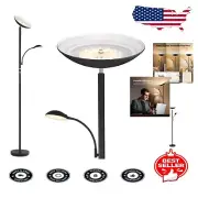 Dimmable LED Torchiere Floor Lamp with Adjustable Gooseneck Reading Light 70.5in