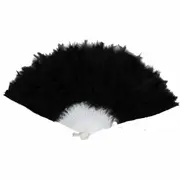 Black Feather Fan Folding Hand Costume Wedding Showgirl Dance Fancy Party Craft Decor