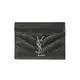 [二手] Yves Saint Laurent Monogram In Grain De Poudre Embossed Leather Card Holder for Women in Black/Sliver (423291-BOW02-1000)