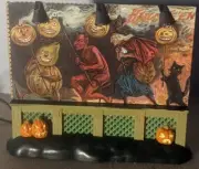 Custom Spooky Town Lighted Billboard.. Vintage Devil, Witch JOL's, Black Cat .
