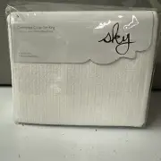 Sky Woven Lattice 100% Cotton 3.-pc Duvet Cover Set King White $315