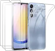 [Czyoa] Case for Samsung Galaxy A25 5G, Soft Clear TPU Protective Case with 3 Tempered Glass Screen Protector for Samsung Galaxy A25