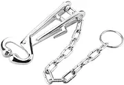 Nose Ring, Stainless Steel Cow Nose Pliers Bull Cattle Bovine Clip Cattle Supplies with Chain Pulling Tool for Farm Ranch Veterinary