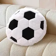 Plush Soccer Pillow,Round Ball Throw Pillow,Football Shaped Decorative Throw Pillow for Kids Room,Sofa,Bed-Soft & Fluffy,15.7 Inch (40 cm)