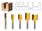 5 Bit Straight & Dado Router Bit Set - 1/4" Shank - Yonico 14522q