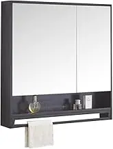 Cabinets White Bathroom Cabinet Solid Wood Mirror Cabinet Wall Mounted Mirror Cabinet Bathroom Mirror Cabinet Shelf Bathroom Vanity Mirror (Black 70 * 14 * 80cm)