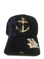 NWT Vintage Embroidered U.S NAVY Adjustable Navy Blue Hat