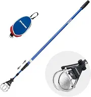 BOBOPRO Golf Ball Retriever Telescopic for Water, 12Ft / 15Ft Ball Retriever Tool Golf, Stainless Locking Head and Dual-Zip Headcover, Golf Ball Grabber with Non-slip Handle, Aluminum Extendable Shaft