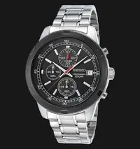 在飛比找Yahoo!奇摩拍賣優惠-【金台鐘錶】SEIKO 精工 黑面黑框 SKS427P1三眼