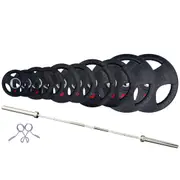 77.5kg Rubber Tri-Grip Weight Plates and 2.2m Olympic Bar Bundle