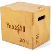 Yes4All 3-in-1 Wooden Plyo Box - Plyometric Jump Box for Home Gym and Outdoor...