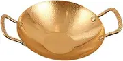 NAMOARLY Double Handle Hammered Texture Stainless Steel Wok Large Capacity Dry Pot for Family BBQ Distribution Cooking Pan