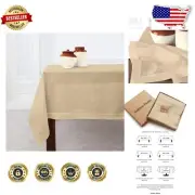 Elegant Beige Linen Tablecloth - Classic Hemstitch 60 x 108 Inch for Special ...