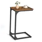 C-Shaped End Table, Small Side Table for Couch, Sofa Table with Metal Frame
