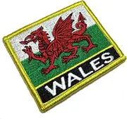 [BR44] BP0190NV01 Wales Country Flag Embroidered Patch Gold Border Uniform Kart Kimono, Hook Fasteners Attach to Tactical Hats and Gears