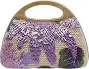 [AMOUR DE LOTUS] Womens Sparkling Embroid Evening Bag for Bridal Wedding Party with Rhinestone Ring Purple, Purple
