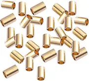 SUPVOX 100PCS Macrame Brass Tubes Golden Spacer Beads for DIY Sewing Craft Wall Hanging Plant Holder Craft -0.3 Long Large Hole