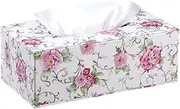 PU Leather Tissue Box Holders Rectangular Tissue Box Cover (Pink floral fragments, One size)