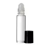 Roll On Bottles-10 ml Clear Plain Bottles w/Plastic Rollers & Black Caps-48 pcs