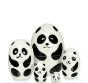 Wood Nesting Doll-Panda, Set Of 5
