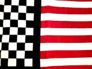 Unique Handcrafted Rectangle Table Runner! Flag Red, White, Blue Design.