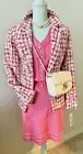 NWT Pink Tweed Blazer With Skirt And Blouse Size M