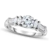 1.0 CT. T.W. Natural Diamond Five Stone Engagement Ring in Solid 14K White Gold