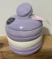 LUNA & SAGE Purple Macaroon Cookie Canister Ceramic Hand Painted 6” NEW