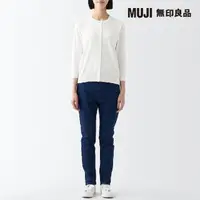在飛比找momo購物網優惠-【MUJI 無印良品】女強撚圓領七分袖開襟衫(共6色)