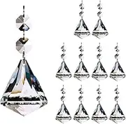 GOLDENHAITAI 10pcs Crystal Chandelier Ball Prisms Parts Pendant Connected Glass Crystal Octagon Beads for Chandelier Decoration Clear 40mm