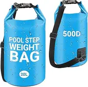 2 Pack Pool Ladder Weights 20L PVC Universal Pool Step Weights for Above Ground Pools, 500D Heavy-Duty Swimming Pool Sand Bags Foldable Waterproof Dry Bag Backpack, Easy & Quick Fill Sand