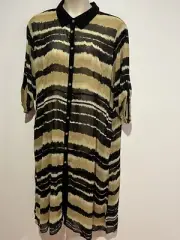 Brown/Black/Gold Long Sleeves Long Shirt / Tunic Size24 New / Tags TS