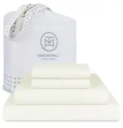 Luxury 800 Thread Count King 100% Cotton Sheets - Ivory Sateen Weave Bed-Shee...