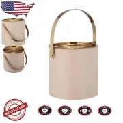 Chic 3Qt Taupe Ice Bucket with Lid & Brushed Gold Accents for Entertaining