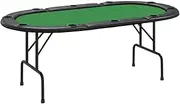 vidaXL 10-Player Folding Poker Table with Casino-Grade Felt Top and Built-in Cup Holders – Green Engineered Wood & Steel Frame for Living Room