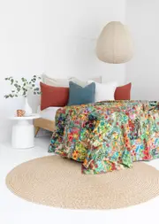 Kantha Quilt Indian Quilt Block Print Quilt Bedspread Bohemian Boho Cotton Throw Quilt Handmade Blanket Doona King Size 051