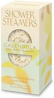 Studio Oh! Mothers Day Gifts Shower Steamer Set - 4 Aromatherapy Steamers, Spa Scent with Natural Flowers & Leaves, Mesh Bag - Calendula Blossoms