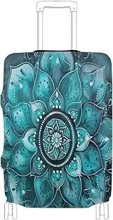 [Joisal] Magical Evil Eyes Luggage Protector Cover Fit 18-32 Inch Suitcase Identifiers, Teal Turquoise Mandala, L 26-28 in