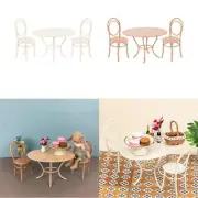 3x Dollhouse Garden Table Chair Set 1/12 Scale for Dollhouse Micro Landscape