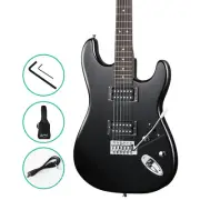 Alpha Electric Guitar Black Music Instrument Rock w/ Carry Bag Strings Steel NEW