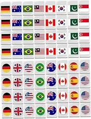 Mahjong Game Set, 24mm Flag Pattern Mahjong Tile Set with 64 Tiles, Reusable Funny Tiles for Party, Bar, Home, Festival Celebrations Tile