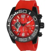 Invicta Men's Watch Pro Diver Chronograph Red Dial Silicone Strap Date 24161
