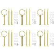 6 Set Cake Tray Stand Handle Plate Hardware Fitting, 3-Tiers Round Gold