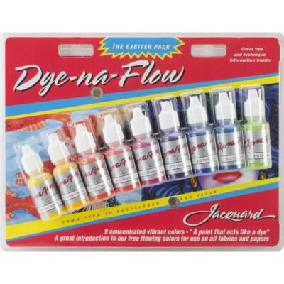 Jacquard Dye-Na-Flow Fabric & Craft Paint - Exciter Pack of 9