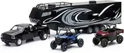 New Ray Toys Die cast pick up truck with toy hauler and 2 Polaris Vehicles